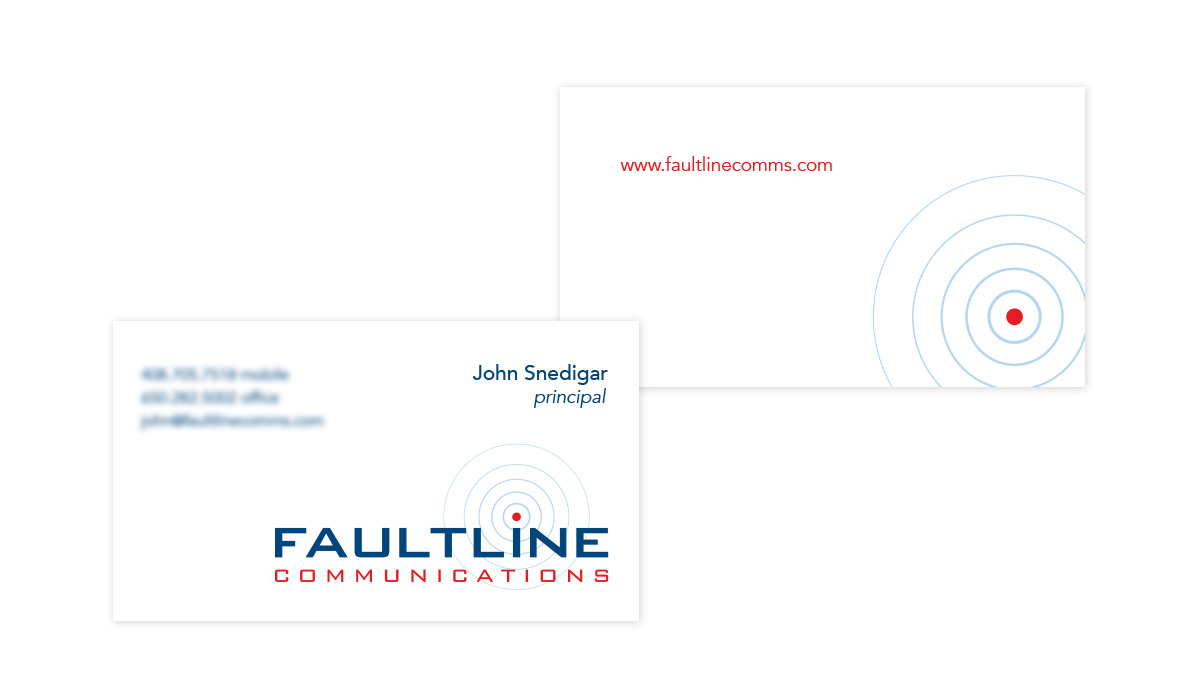 Business card for Faultline Communications